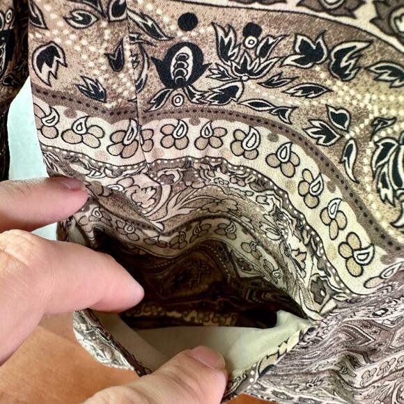 Talbots Women's 16 Vintage Label 100% Silk Tan & Brown One Button Blazer Jacket - Picture 6 of 9